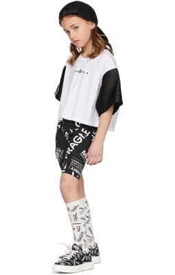 MM6 Maison Margiela Kids White & Black Contrast Sleeve T-Shirt