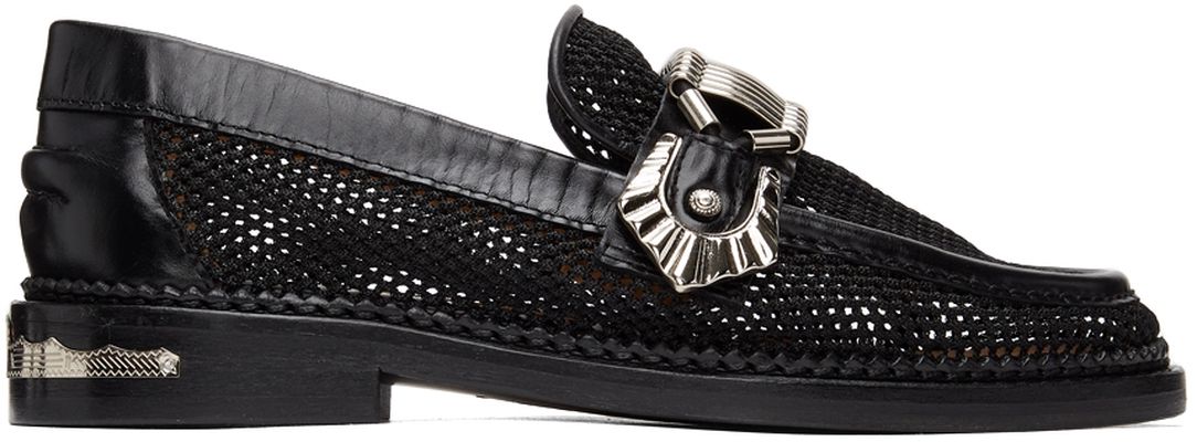 Toga Pulla Black Mesh Leather Loafers