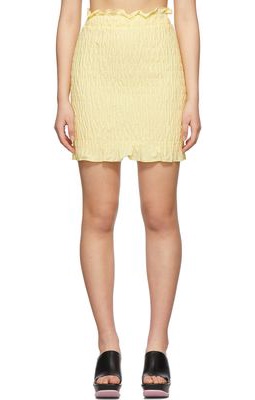 MSGM Yellow Stretch Ruched Skirt