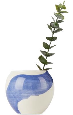Tom Kemp SSENSE Exclusive White & Blue Meander Vase