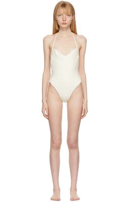 softandwet SSENSE Exclusive Off-White Backless Beaded One-Piece Swimsuit