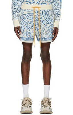 Rhude White & Blue Knit Shorts