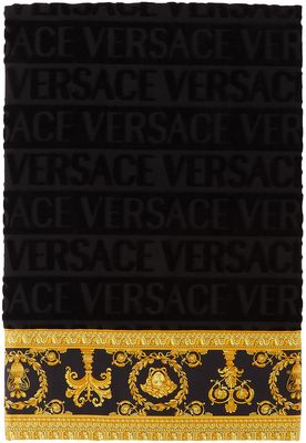 Versace Black Logo Bath Towel