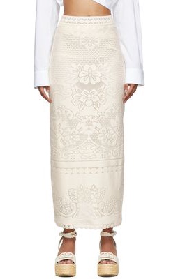 Valentino Off-White Cotton Peony Skirt