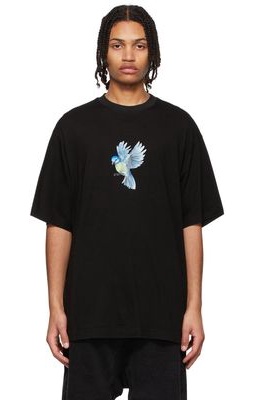 JERIH Black Flying Bluebird T-Shirt