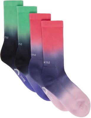 Socksss Two-Pack Green & Pink Cotton Socks
