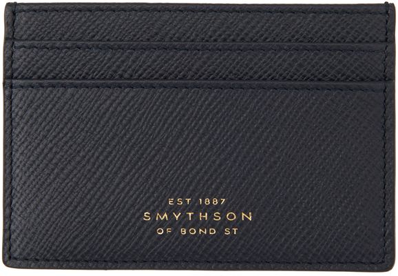 Smythson Navy Panama Card Holder