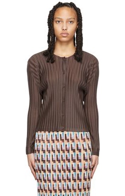 Pleats Please Issey Miyake Brown Monthly Colors February Cardigan