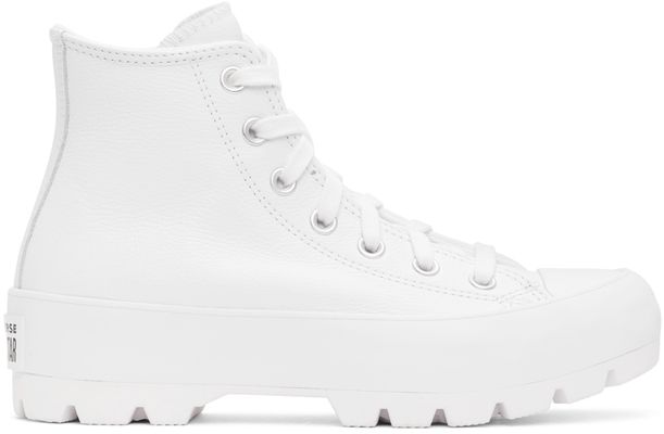Converse White Leather Chuck Taylor All Star Lugged High Sneakers
