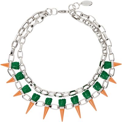 Doublet Silver Carrot Studs Necklace