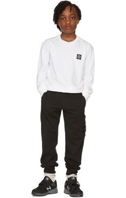 Stone Island Junior Kids White Logo Long Sleeve T-Shirt