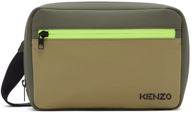 Kenzo Beige & Khaki Crossbody Messenger Bag