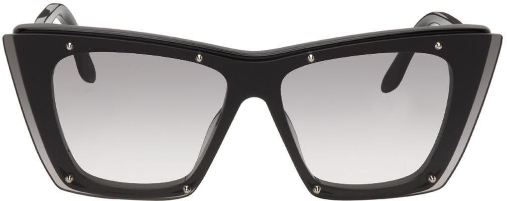 Alexander McQueen Black Cat-Eye Mask Titan Sunglasses