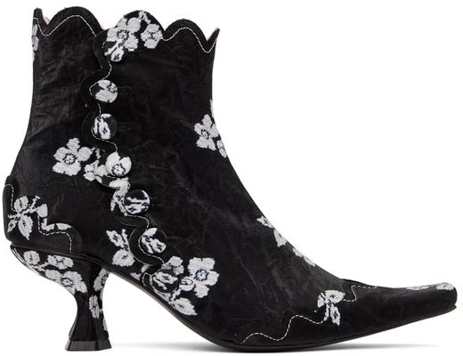 Yuhan Wang Black Floral Scalloped Boots