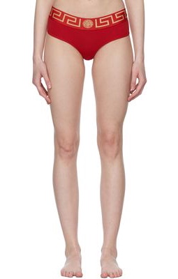 Versace Underwear Red Greca Border Cheeky Briefs