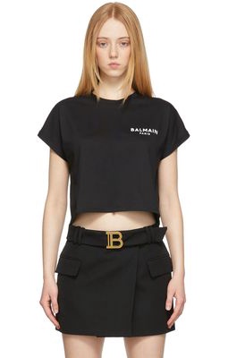 Balmain Black Cropped T-Shirt