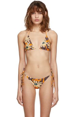Nanushka Orange Floral Caia Bikini Top
