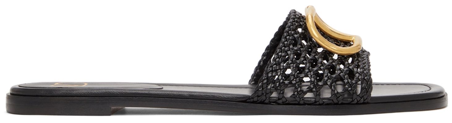 Valentino Garavani Black VLogo Slide Sandals