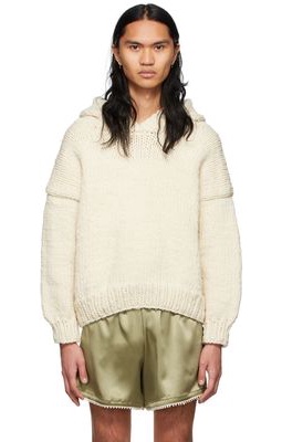 Tanner Fletcher Off-White Mabel Oversized Chunky Wool Hoodie