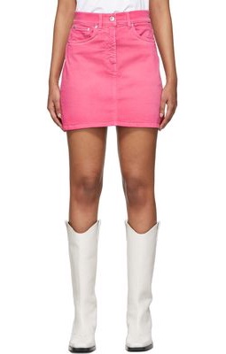MSGM Pink Contrast Logo Miniskirt