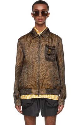 Fendi Reversible Brown Organza FF Vertigo Jacket