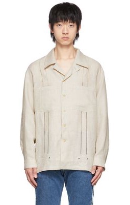 Kuro Beige Linen Embroidered Shirt