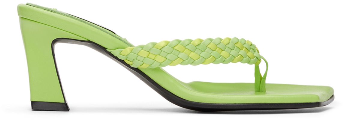 Reike Nen Green Odd Braid Flip Flop Heeled Sandals