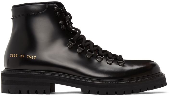 Common Projects Black Leather Hiking Boots