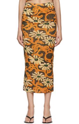 Nanushka Orange Floral Sibi Skirt