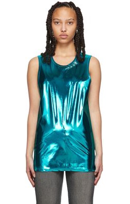 Doublet Blue Stud Embroidered Metallic Tank Top