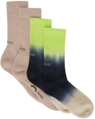 Socksss Two-Pack Beige & Green Cotton Socks