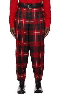 LU'U DAN SSENSE Exclusive Red Check Trousers