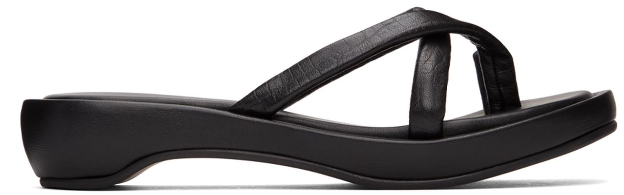 LÉMÉLS Black Criss-Cross Flat Sandals