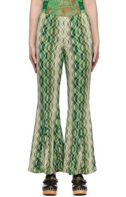 Anna Sui Green Wave Rider Lounge Pants
