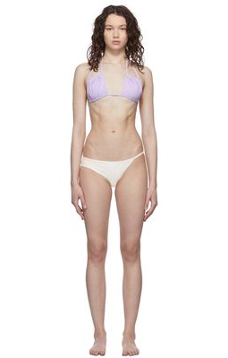 Christopher Esber Purple & White Ruched Double Strap Bikini
