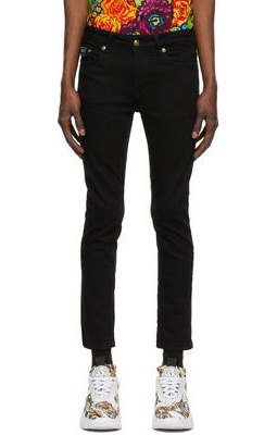 Versace Jeans Couture Black Embroidered Logo Jeans