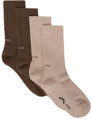 Socksss Two-Pack Brown & Beige Cotton Socks