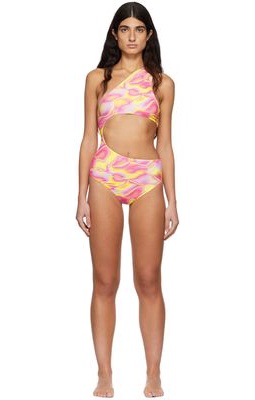 Rj Swim SSENSE Exclusive Pink & Yellow Nikki Cut-Out One-Piece Swimsuit