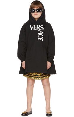 Versace Kids Black Logo Hoodie Dress