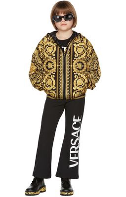 Versace Kids Black & Gold Baroque Zip-Up Hoodie