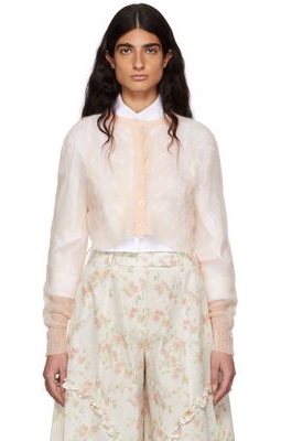 Simone Rocha Pink Cable Knit Cropped Cardigan