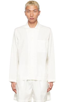 Tekla Off-White Poplin Stripe Pyjama Shirt