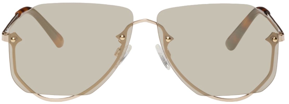 MCQ Gold Rimless Aviator Sunglasses