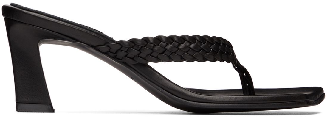 Reike Nen Black Odd Braid Heeled Sandals