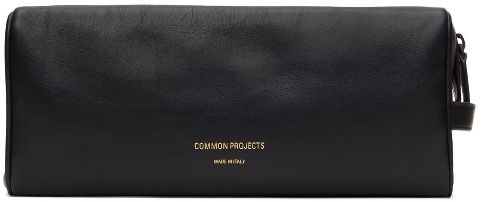 Common Projects Black Leather Logo Pouch