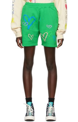 Kids Worldwide SSENSE Exclusive Green Love You Shorts