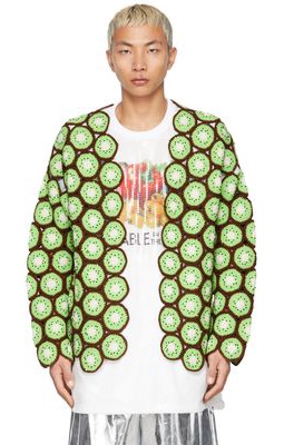 Doublet Green Crochet Cut Fruits Cardigan
