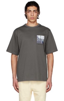 Juun.J Grey 'Délicat' Graphic Half Sleeve T-Shirt