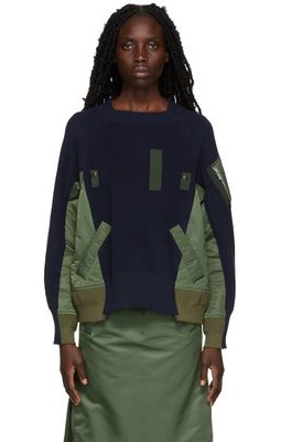Sacai Navy & Khaki MA-1 Sweater