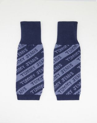 Tommy Jeans fingerless gloves in navy logo stripe